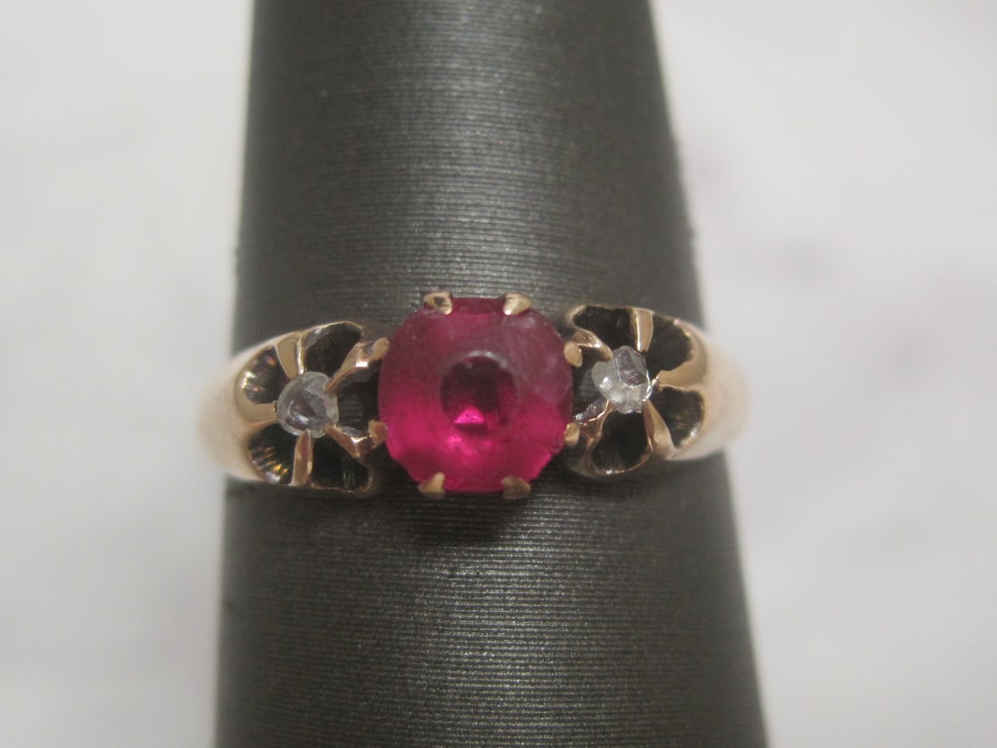 10k Rose Gold Victorian Ruby and Diamond Ring (1 of 3)