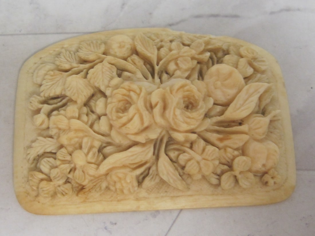 Circa 1890 Victorian Carved Pre-Ban Ivory Panel (1 of 3)