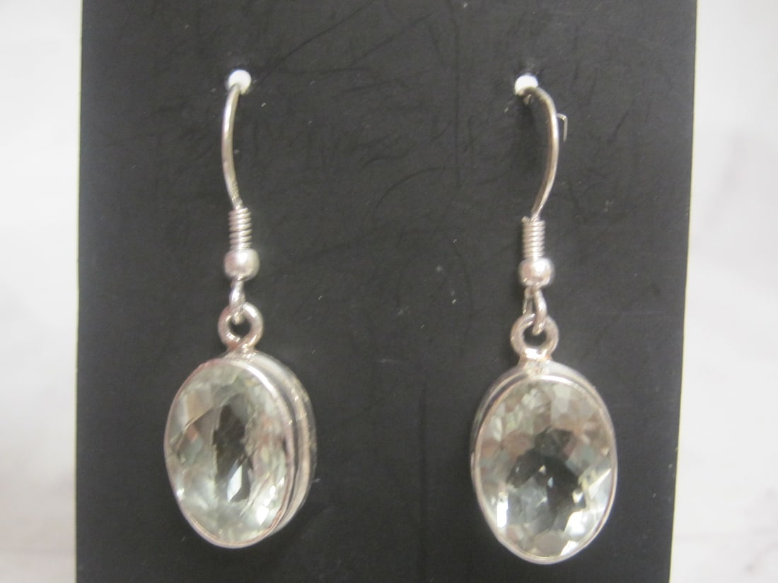 Sterling Silver Light Blue Quartz Pierced Earrings (1 of 4)