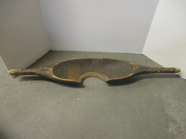 Antique Primitive Wooden Human Bucket Yoke: 36" long, metal plate and slot screw repaired crack, age and use wear, Local Pickup Only