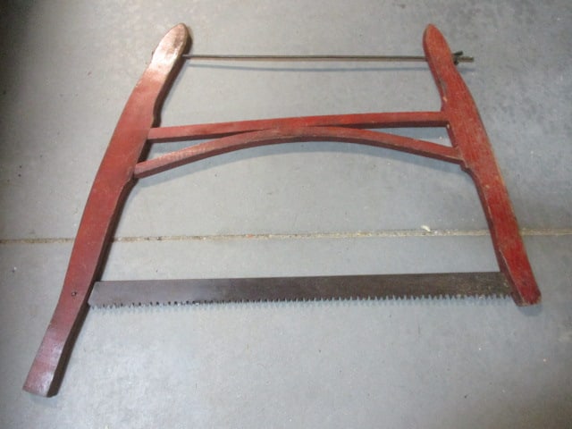 Vintage Painted Red Wood Buck/Bow Saw (1 of 6)