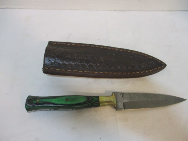 MHS Hand Forged Damascus Steel Double Edge Dagger with Leather Sheath (1 of 11)