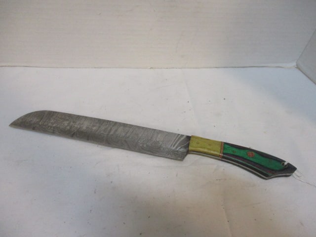 MHS Hand Forged Damascus Steel Wood Handle Chopper Knife: 13" long overall
