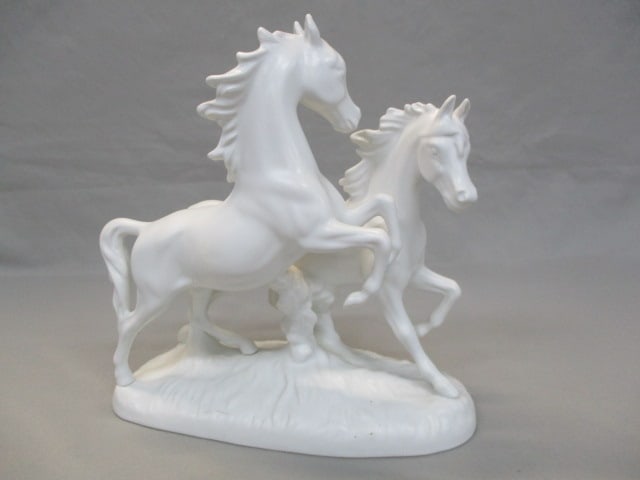 Vintage White Porcelain Horse Figurine #3232: By Goebel West Germany 10" x 9.5"