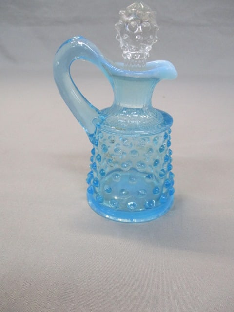 Fenton Blue Opalescent Hobnail Cruet w/Stopper (1 of 3)