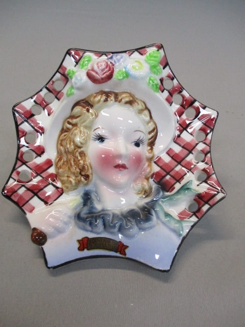 Vintage Ceramic Lady Head Wall Pocket (1 of 5)