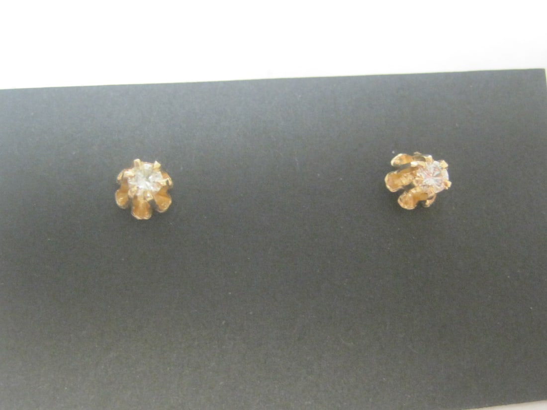 Antique 14k Gold Diamond Stud Earrings (1 of 4)