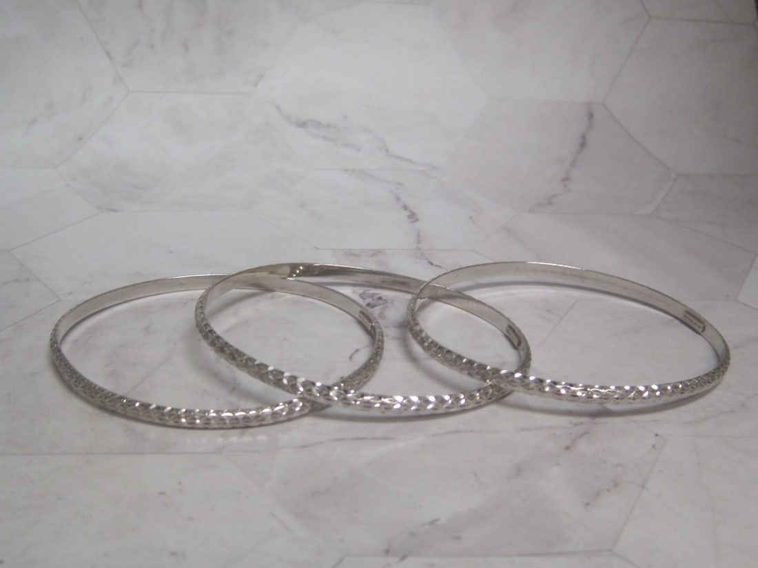 Set of 3 Sterling Silver Bangle Bracelets (1 of 5)