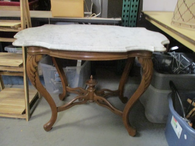 Antique Marble Turtle Top Parlor Table (1 of 8)