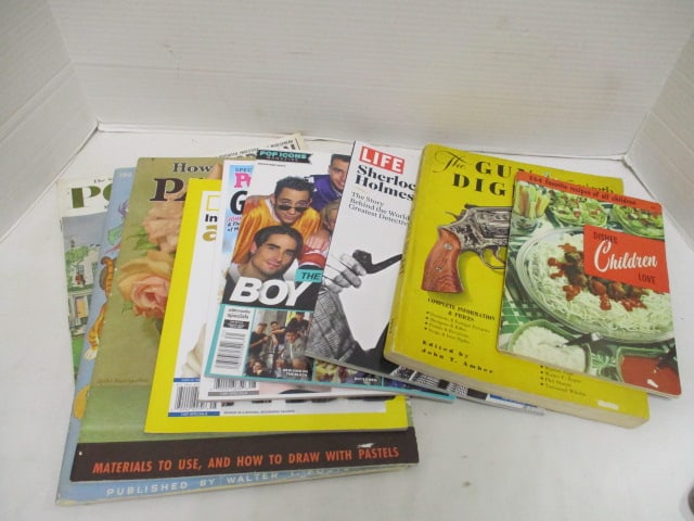 Lot of Vintage Magazines, Guides, and Cookbook - "The Gun Digest", "Life", etc.: see pictures and preview for selection and condition