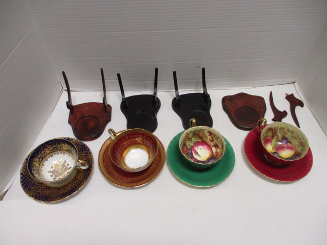 Aynsley Cup/Saucer Sets w/Stands (Lot of 4) (1 of 20)