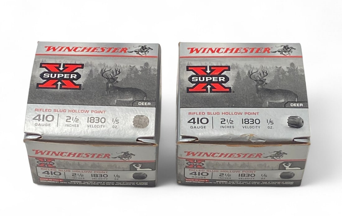 NIB 30rds. of .410 GA. 2-1/2” 1/5 oz. Rifled Slug HP Winchester Super-X Shotgun Ammunition: See photos