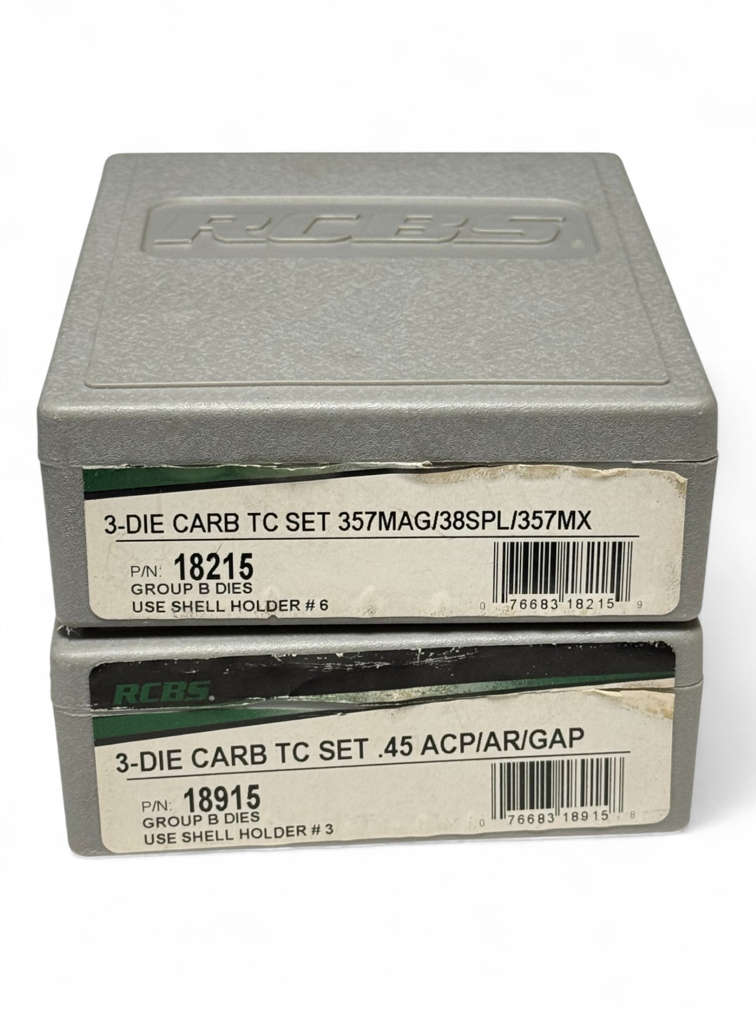 (2) RCBS 3-Die Carb TC Sets - .357 MAG/38 SPL/Max & .45 ACP/AR/GAP (1 of 4)