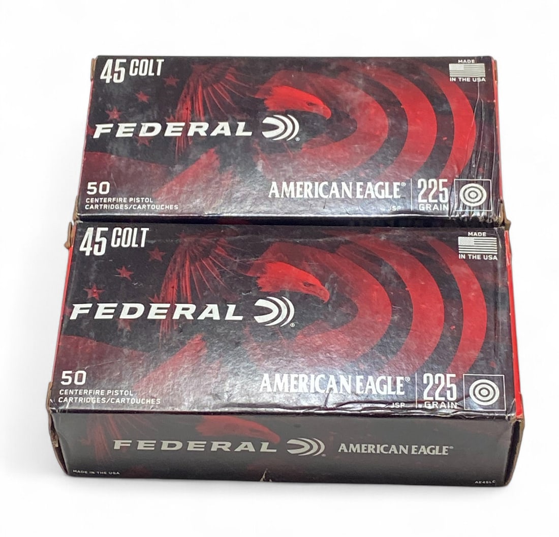 NIB 100rds. of .45 COLT 225gr. JSP Federal American Eagle Ammunition: See photos