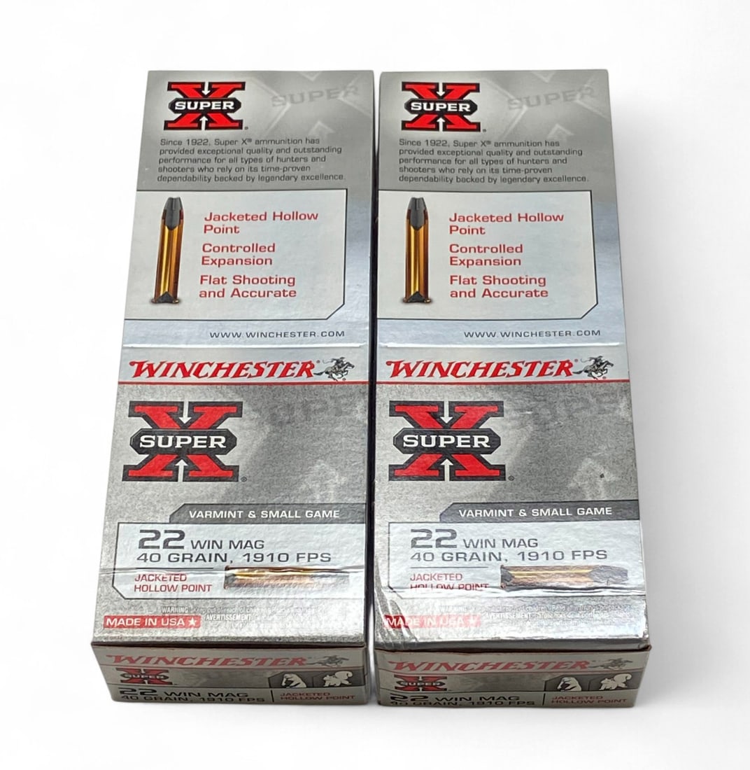 NIB 500rds. of .22 WIN. MAG. 40gr. JHP Winchester Super-X Ammunition: See photos
