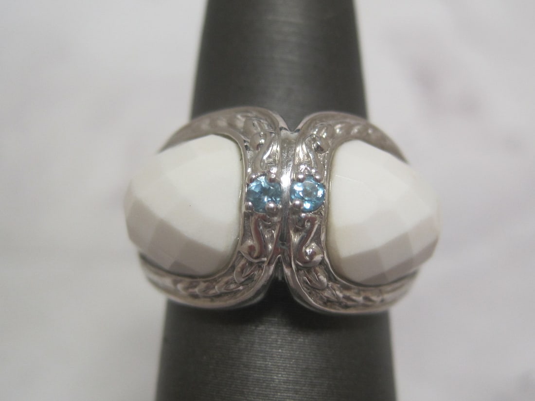 Victoria Wieck White Agate and Swiss Blue Topaz Ring (1 of 4)