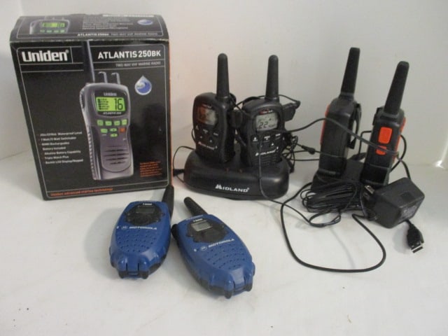 Uniden Atlantis 250BK 2 Way VHF Marine Radio in Box,: Midland,Cobra,& Motorola Walkie Talkies