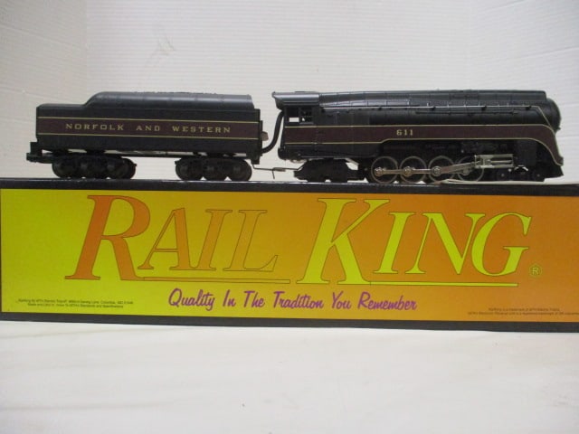 Rail King Norfolk & Western 4-8-4 J Bantam Steam Passenger #611 Locomotive: and Tender O Gauge Set with Instruction Manual and Rail King Box (different train box), see pictures and preview