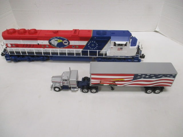 Lionel Burlington Northern "1991 - Freedom" #SD60M Locomotive and: Lionel "25th Silver Anniversary" Semi-Truck