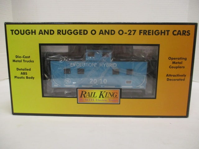 Rail King "General Electric Evolution Hybrid" Steel Caboose in Original Box: #30-77262, O and 0-27 Scale