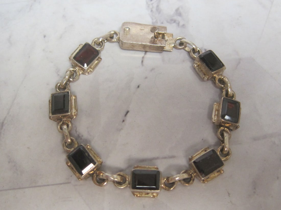 7" Sterling Silver Garnet Bracelet (1 of 4)