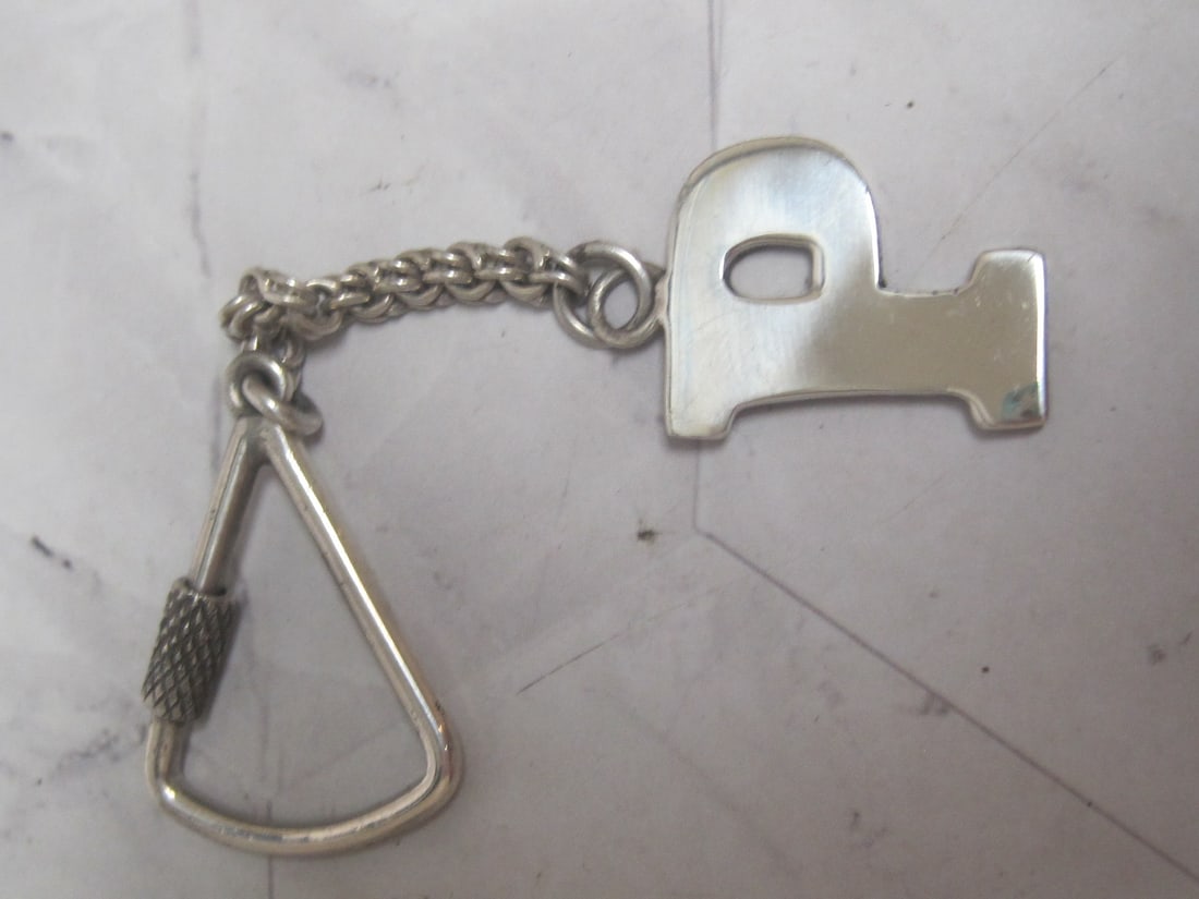 Sterling Silver Key Ring with "P" intial Charm (1 of 3)