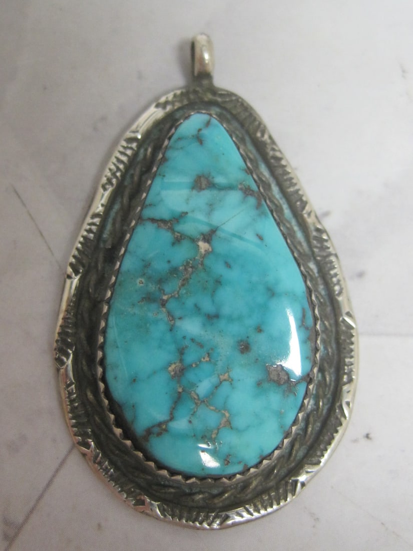 Sterling Silver Navajo Turquoise Pendant (1 of 4)