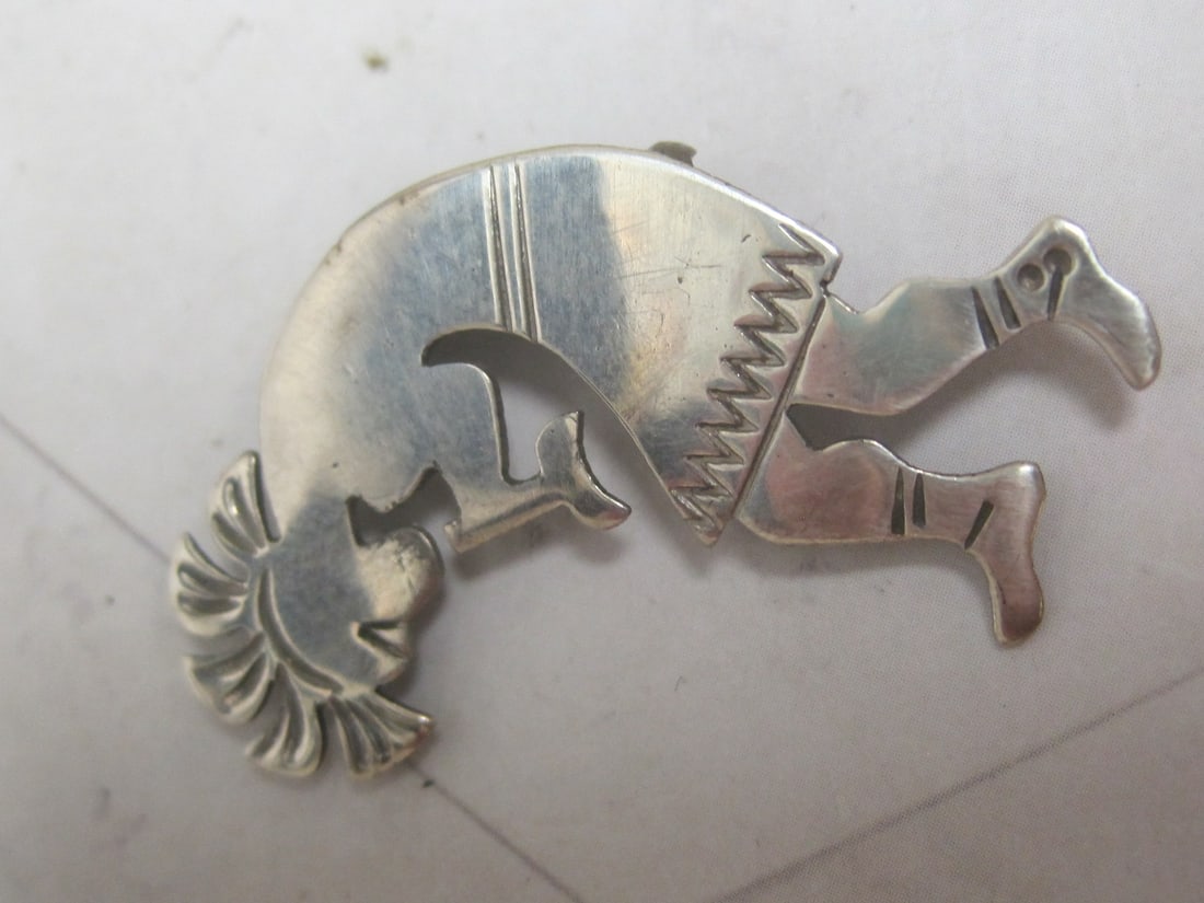 Sterling Silver Navajo or Zuni Figural Dancer Pin (1 of 3)