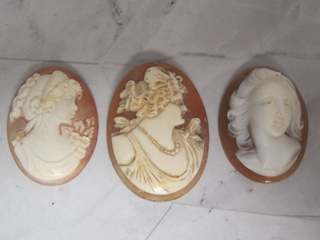 3 Antique Carved Shell Cameos (1 of 6)
