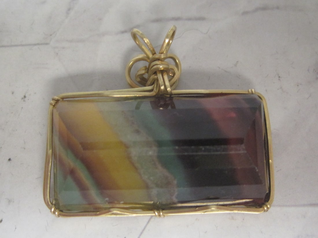 Scarce Large Fluorite Gemstone Pendant- Approx. 80 Carats! (1 of 4)