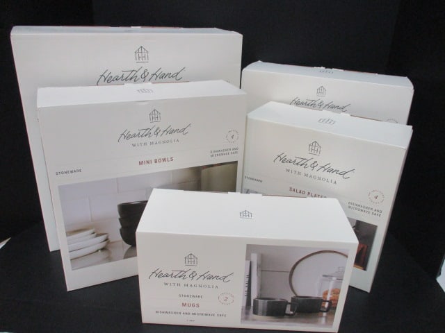 Hearth & Home with Magnolia New in Box Stoneware Dinnerware: Includes 2 Piece set of Mugs, 4 Piece set of Salad Plates, 4 Piece set of Mini Bowls, 4 Piece set of Dinner Plates, 4 Piece set of Cereal Bowls