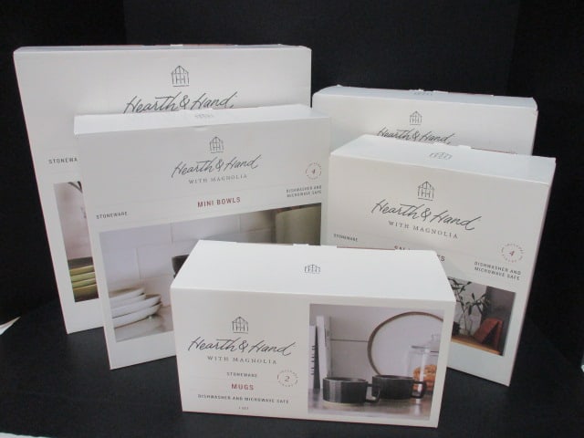 Hearth & Home with Magnolia New in Box Stoneware Dinnerware: Includes 2 Piece set of Mugs, 4 Piece set of Salad Plates, 4 Piece set of Mini Bowls, 4 Piece set of Dinner Plates, 4 Piece set of Cereal Bowls