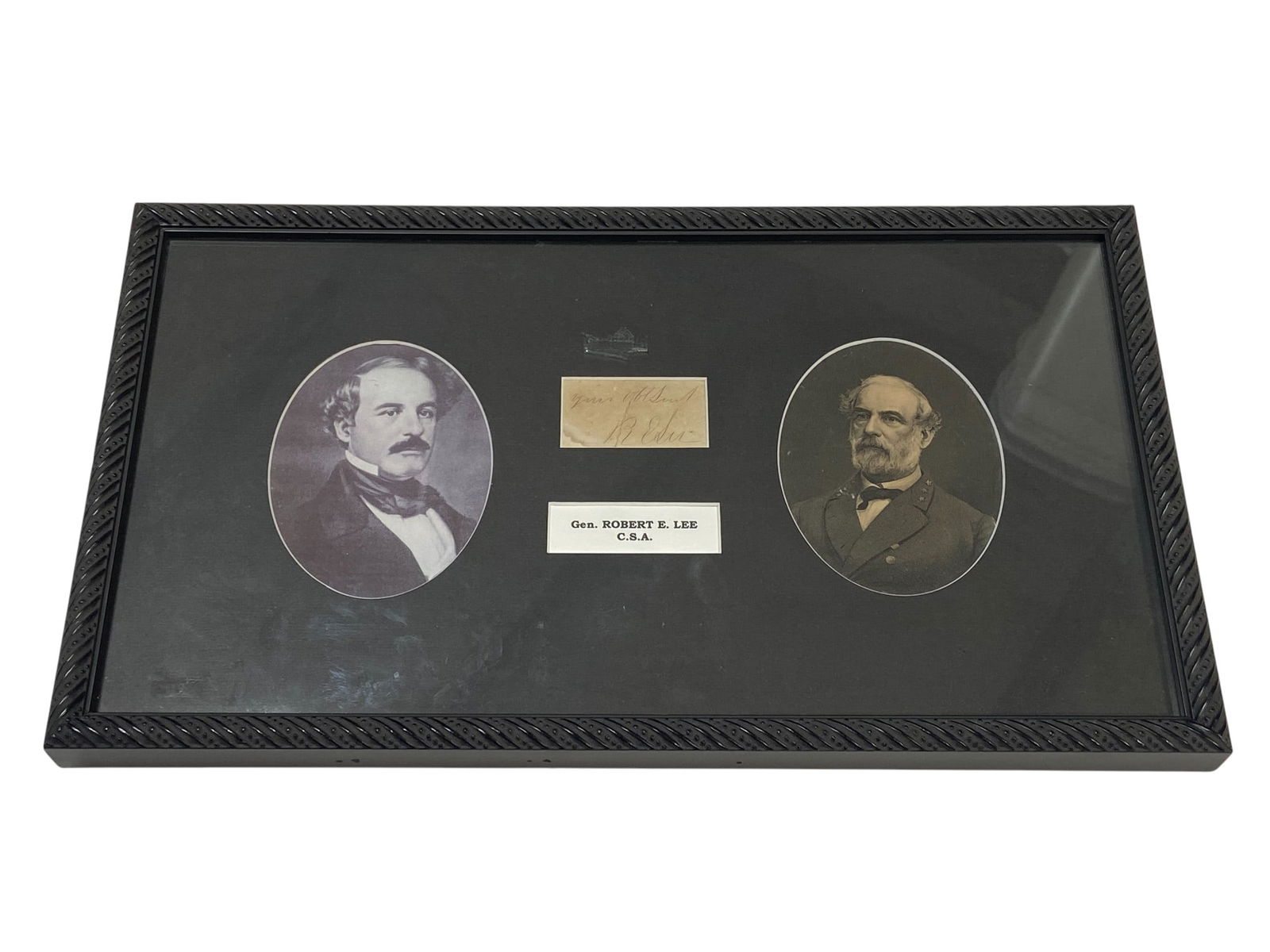 Framed Two Photo Prints of Robert E. Lee -  w/ Certification of Genuine R. E. Lee Autograph (1 of 8)