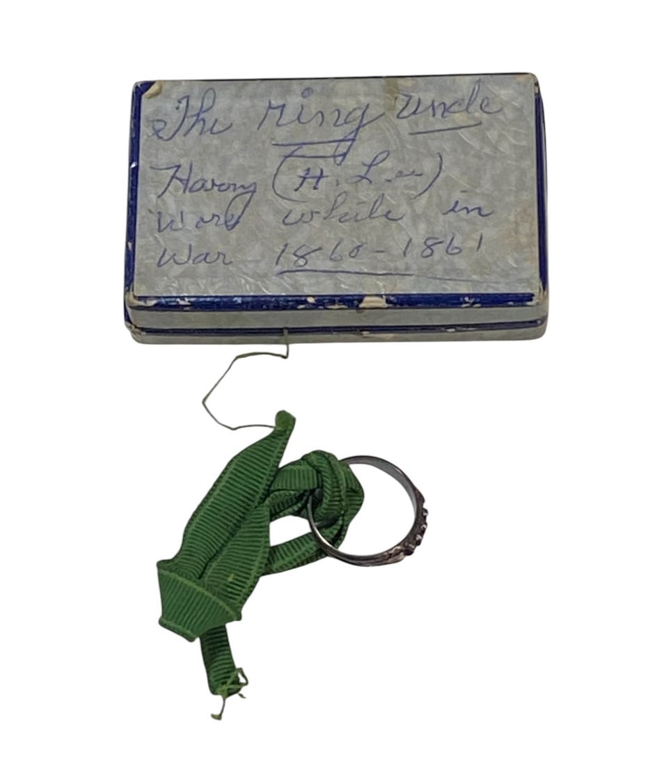 Antique Ring Worn by Confederate Soldier During Civil War 1860-1861: This ring was purportedly worn by someone referred to as Uncle Henry (H. Lee), a confederate soldier, while he was in the Civil War from 1860-1861 - War Between States