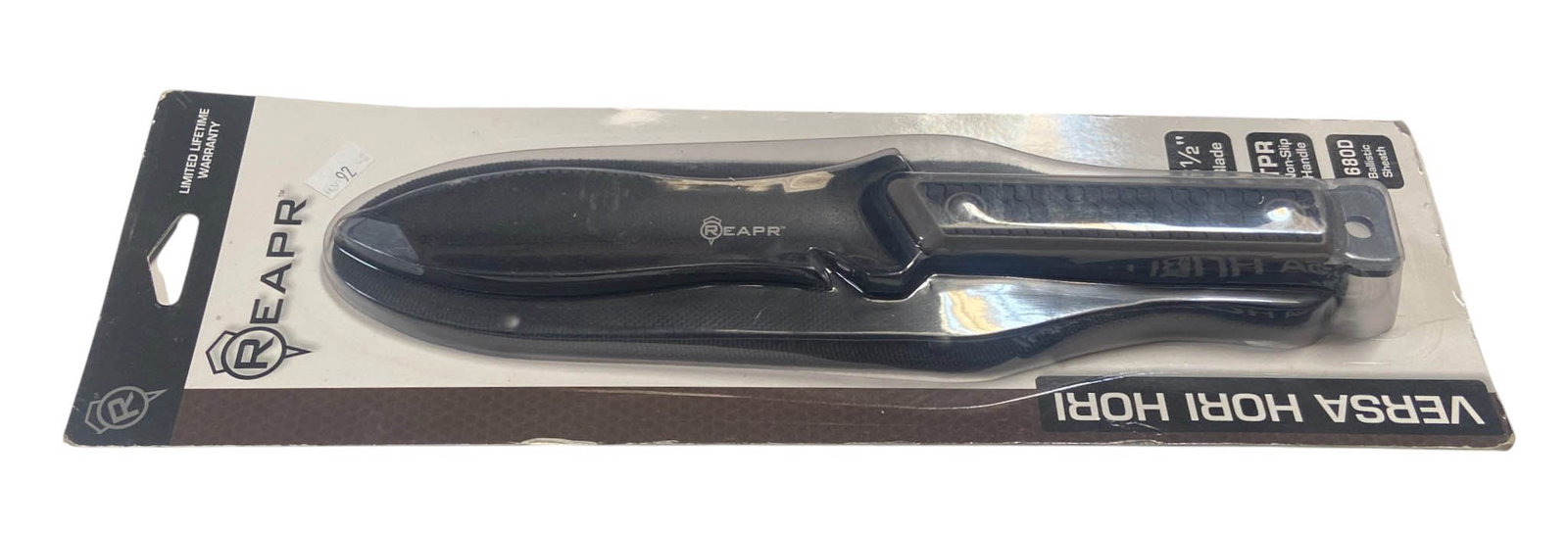 NIB Reapr Versa Hori Hori Stainless Steel Knife with Sheath: 6.5” blade. 12” overall length. TPR non-slip handle, 1680D ballistic sheath. See photos