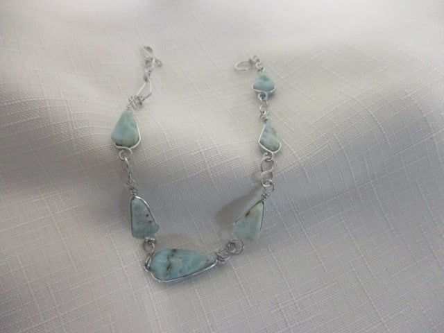 Sterling Silver wire-wrapped Larimar Bracelet (1 of 4)