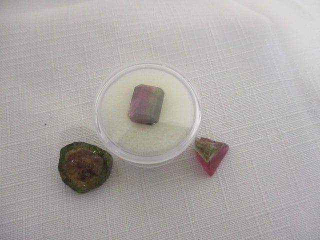 Faceted Watermelon Tourmaline and 2 Watermelon Tourmaline: Crystals *see pictures and preview for condition