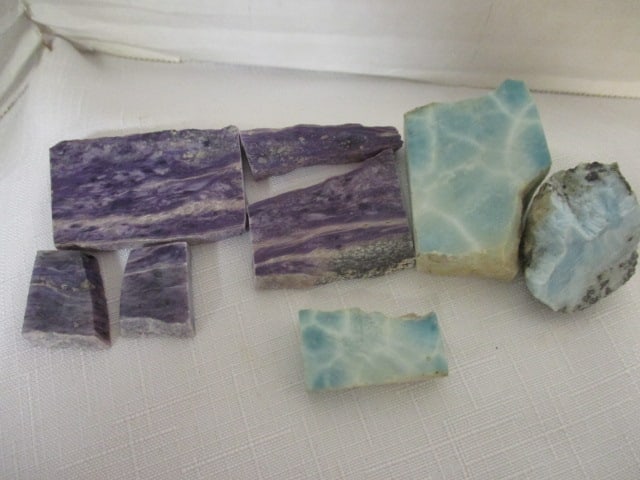 5 Sugalite and 3 Larimar specimens: *see pictures and preview for condition