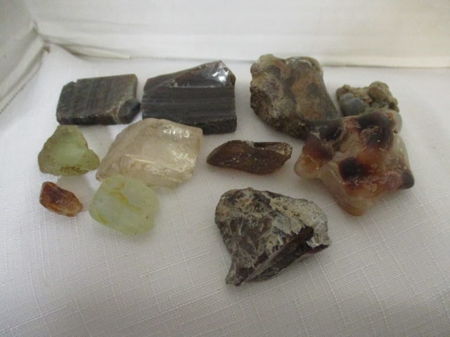 Collection of 5 Fire Agates, 5 Topaz Crystals, 2 slabs of Rainbow (1 of 6)