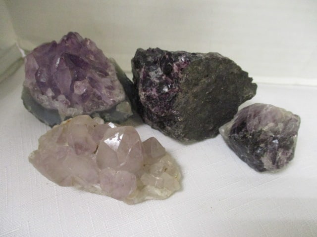 Grouping of 4 Pieces of Amethyst Raw and Rough Cut Crystals (1 of 6)