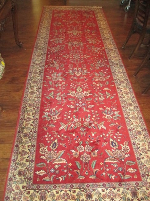 Pande Cameron of New York "Ghoum" Design Handwoven Wool Runner: 4' x 12', made in India, slight age/use wear to fringe, Local Pickup Only