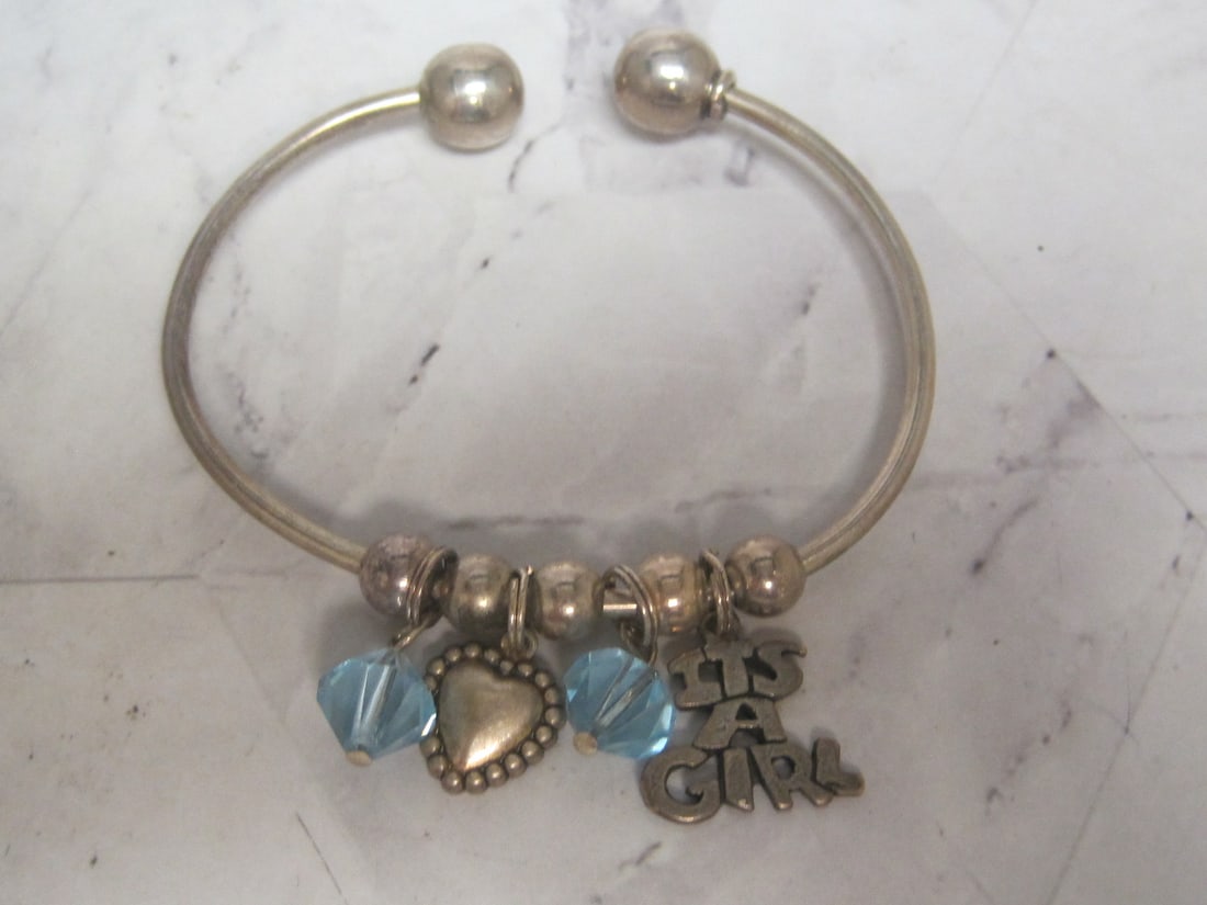 Sterling Silver Charm Bracelet with Charms: Weighs 18.2 grams
