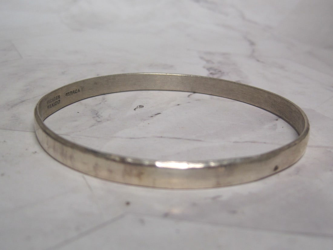 Mexican Silver Bangle Bracelet (1 of 4)