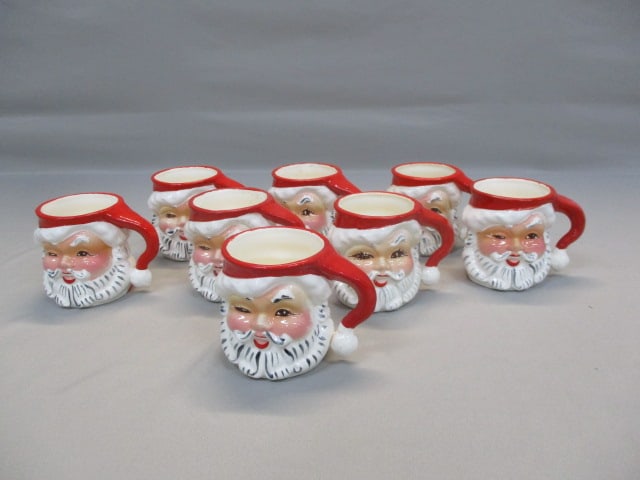 8 - 1950's Napco #KDX244/M Santa Mugs: .