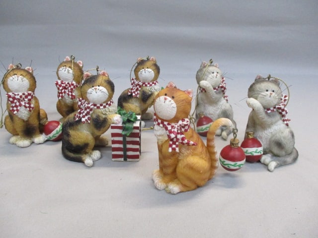 7 Raz Collectible Cat Ornaments 3": .
