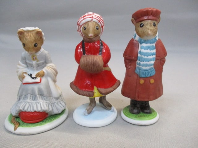 1985/86 Franklin Mint "The Family Woodmouse" Figures: Elizabeth, Poppy, George 3"