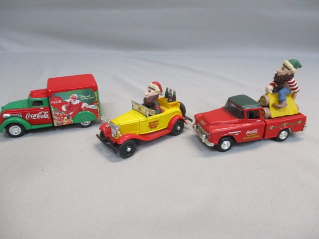 2 Coca-Cola Diecast "North Pole Bottling Works" Cars: 1 Matchbox Diecast Coca-Cola Truck