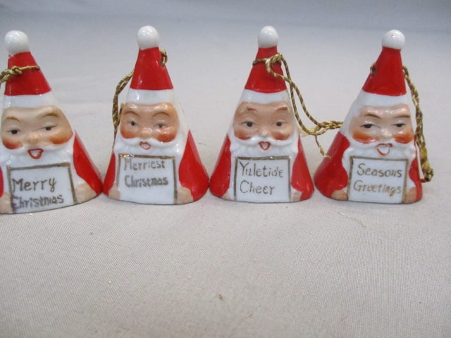 4  1940's/50'  Ardah Porcelain Santa Bells   2" (1 of 4)