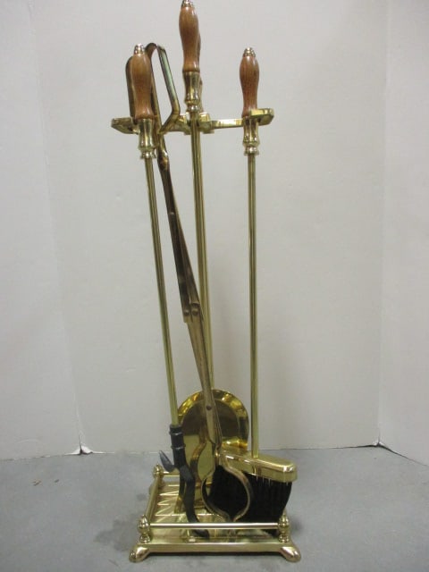 Brass Fireplace Accessories Set: .