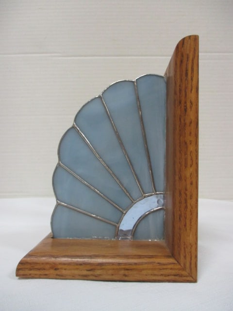 Wood & Stain Glass Bookend: 5 1/2" x 3 1/2" X 7 1/2"
